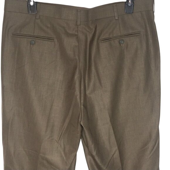 Perry Ellis America Dress Pants Mens 40x32 Brown Pleated Cuffed Front Slacks - Picture 7 of 16